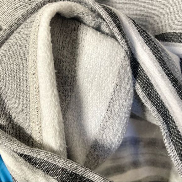 The Lady and the Sailor Black White Stripe Long Sleeve Pullover Terry Fleece - Picture 8 of 9